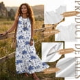 thumbnail image 6 of Xixirimido Palm Trees Starfish Shell Print Summer Dresses for Women Flowy Casual Sleeveless Maxi Dress Beach Vacation Sundresses with Pockets, Size M, 6 of 7
