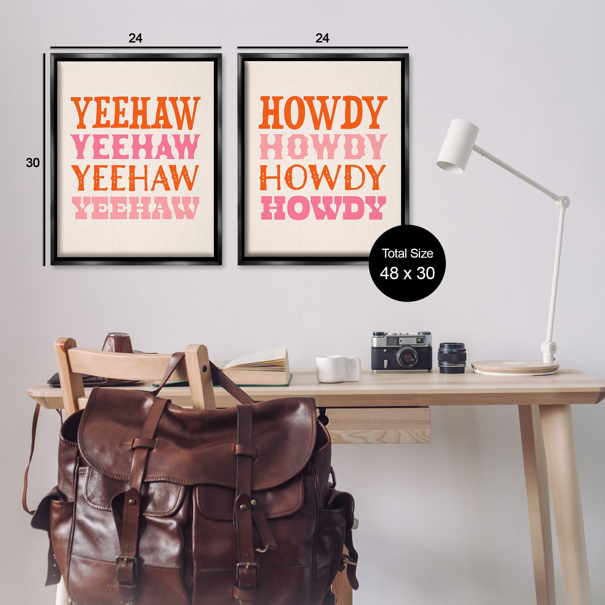 Stupell Industries Yeehaw & Howdy Typography Typography Painting Black Floater Framed Canvas Art Print Wall Art, 25 x 31, Set of 2