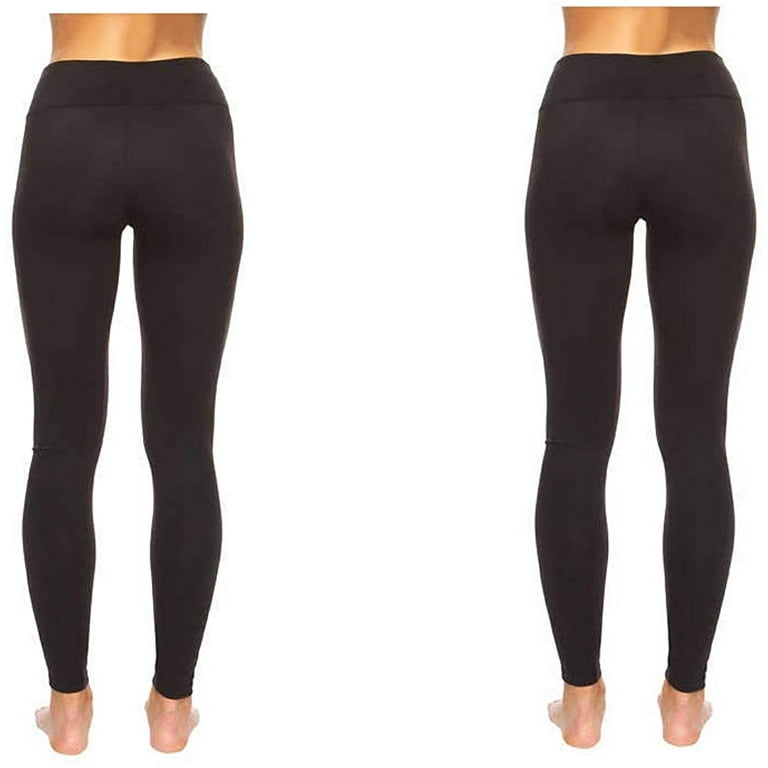 Felina Ladies' Wide Waistband Sueded Light Weight Leggings 2 Pack, Black XL  
