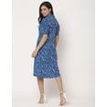 thumbnail image 4 of Moomaya Women's Printed Lapel Collar Dress Puff Sleeves Knee Dress With Pockets, 4 of 8