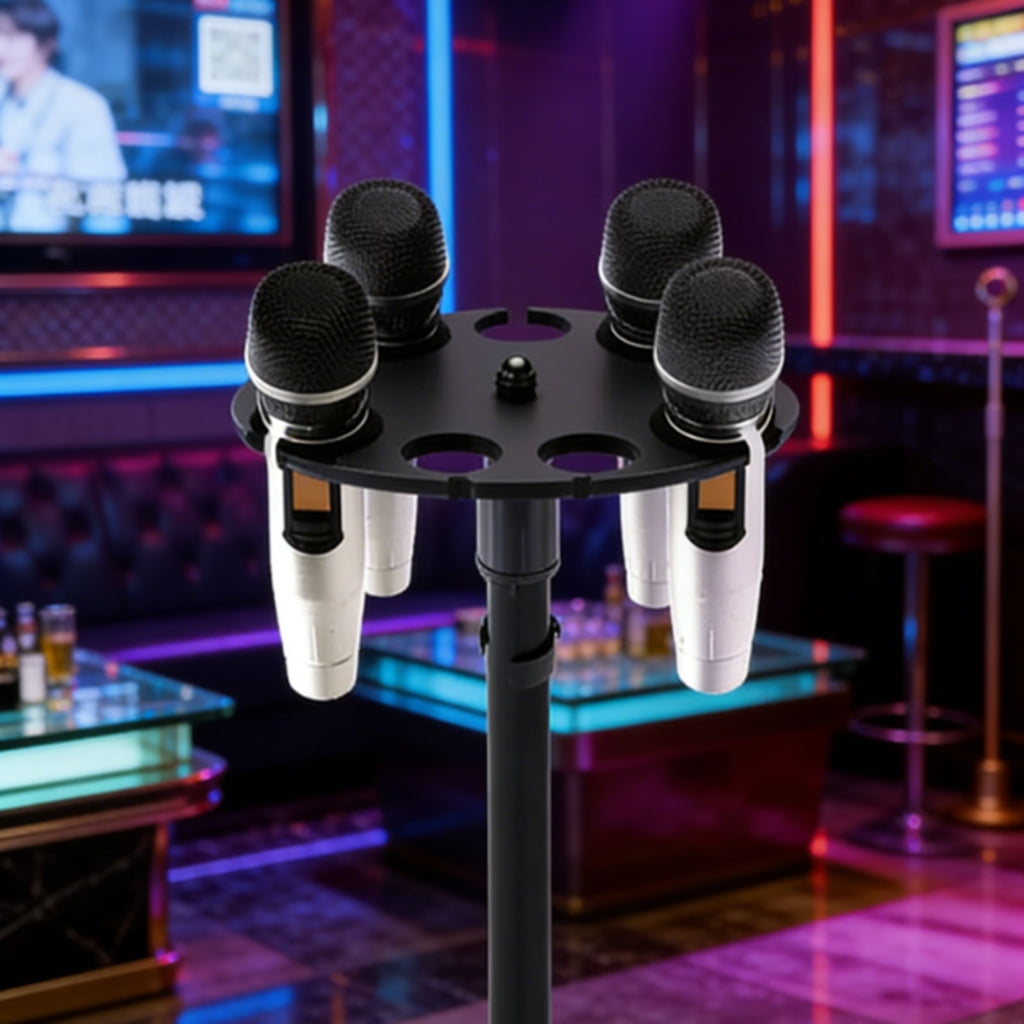 MANNYA Compact Shockproof Microphone Storage Stand 6 Hole Organizers Lightweight For Live Broadcasts Professional Studios