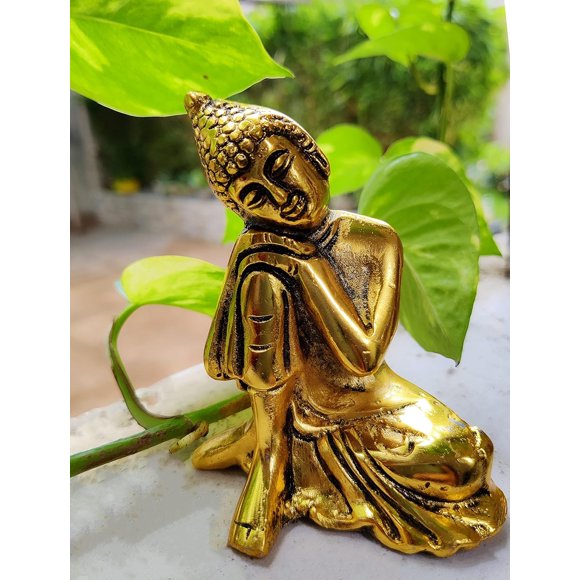 WC_Napping Buddha Statues for Home Decor feng Shui Metal Golden Sleeping Buddhism Statuary Small Budda, Peaceful, Meditation, Zen, Yoga, Buddha Gift Items