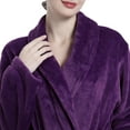thumbnail image 2 of Enwphrey Purple Women Robe Soft Cozy Warm Bathrobe Ladies Long Fleece Plush Comfy Spa Housecoat Lightweight Robe for Women (L-XL, Purple), 2 of 9