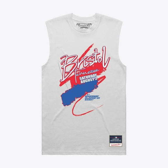 Women's Mitchell & Ness White 2025 Speedway Classic Muscle Tank Top