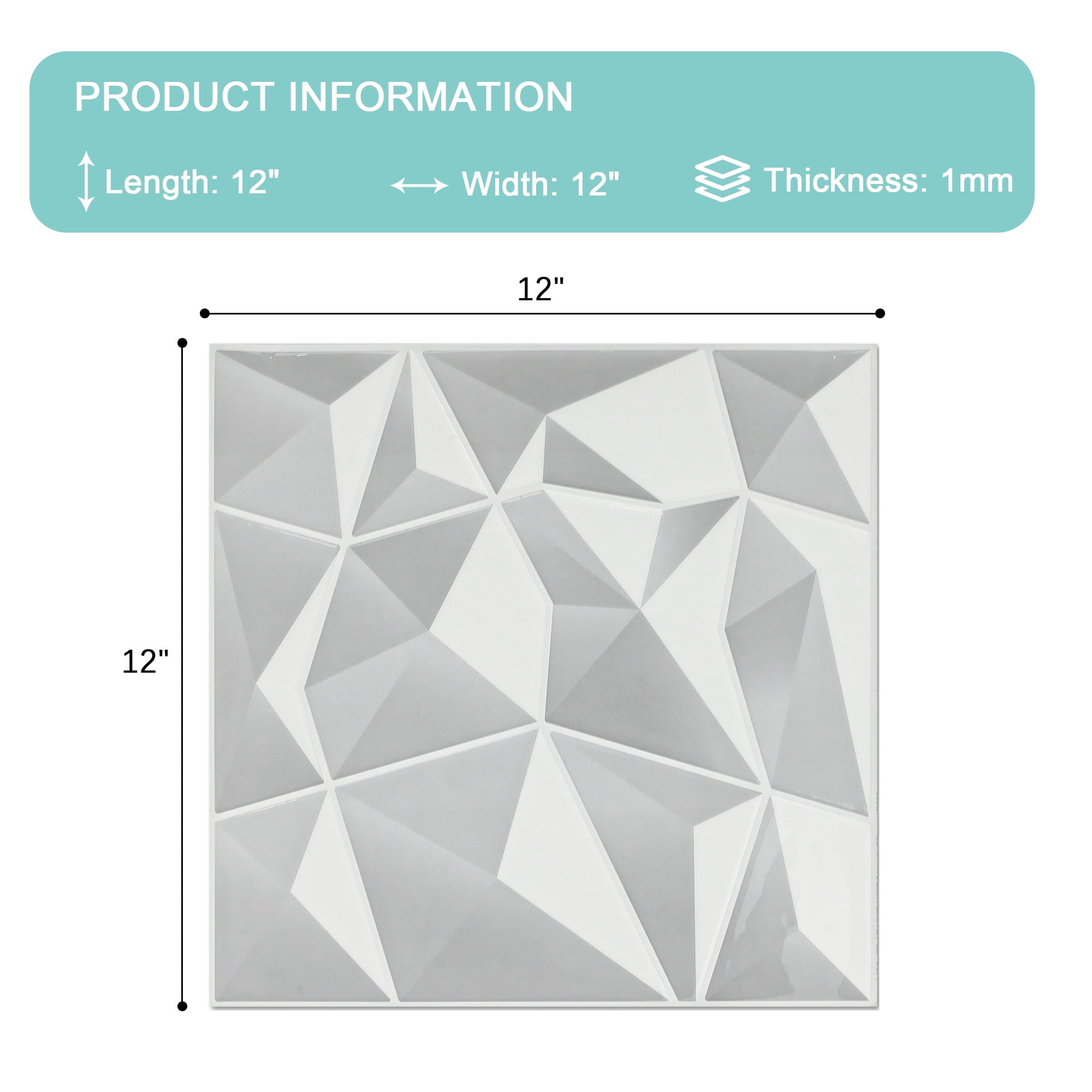 White Kitchen Backsplash Tile 12"x12" Peel and Stick Tile Backsplash