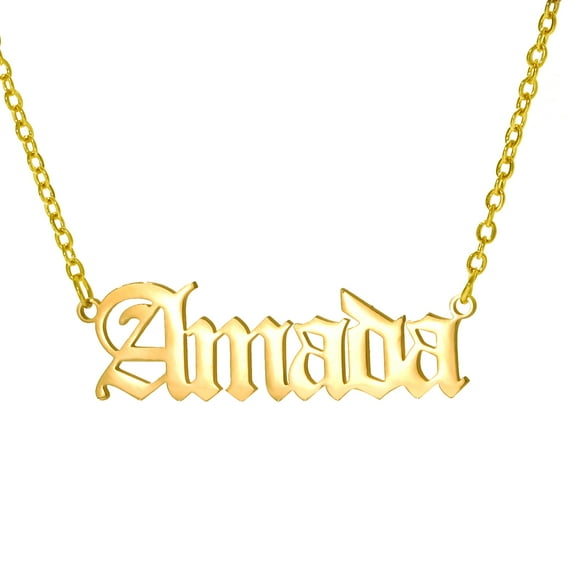 Custom Name Necklace Trendy Fashion Ancient English Font Stainless Steel Name Custom Necklace For Girlfriend