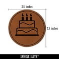 thumbnail image 2 of Birthday Cake 2.5" Faux Leather Round Engraved Iron-On Patch - Brown, 2 of 6