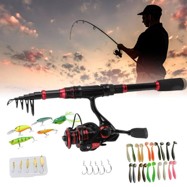 Estink Fishing Gear Set, Fishing Rod Kit Retractable Rod 100m Line 2.1m Rod For Fishing Accessories