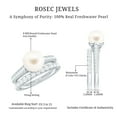 thumbnail image 6 of Rosec Jewels Natural Freshwater Pearl Wedding Engagement Ring Set - 7 Carat Engagement Ring with Wedding Band - AAA Quality, 10K White Gold, US 11.50, 6 of 7