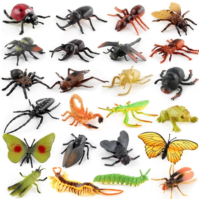Juego de figuras de insectos realistas de PVC, 24 unidades, modelos de insectos, juguetes para niños