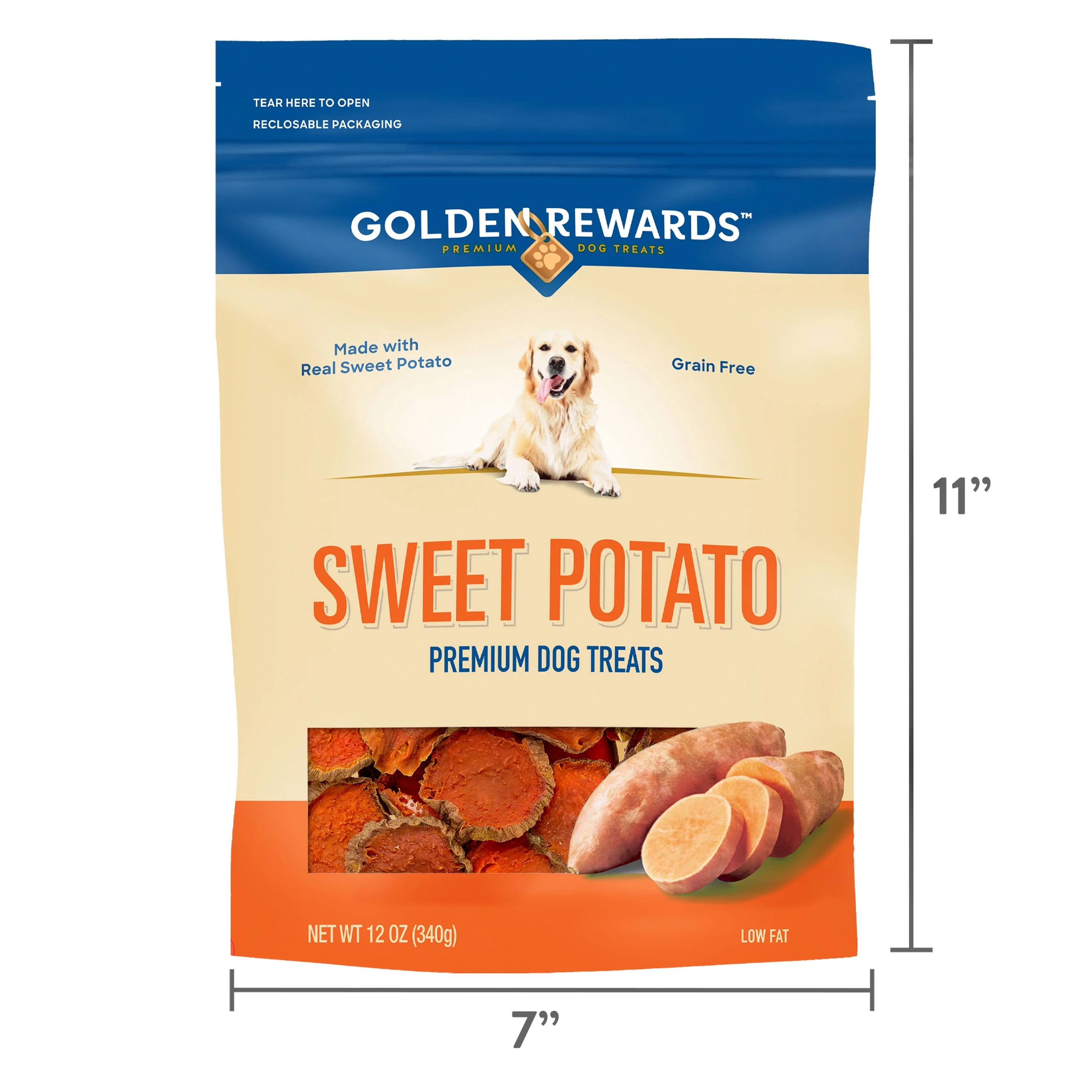 (4 pack) Golden Rewards Sweet Potato Slices for Dogs, 12 oz Bag