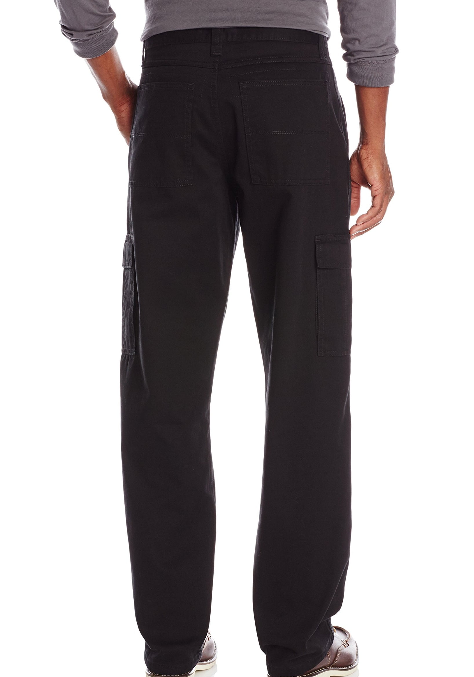 Men's 34X29 100% Cotton Black Relaxed-Fit Twill Cargo Pants with