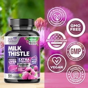 Milk Thistle Supplement - Advanced Liver Cleanse Detox & Repair with Dandelion Root Extract - Natural Milk Thistle Silymarin Marianum Extract Liver Health Support, Non-GMO, Bottled USA - 120 Capsules