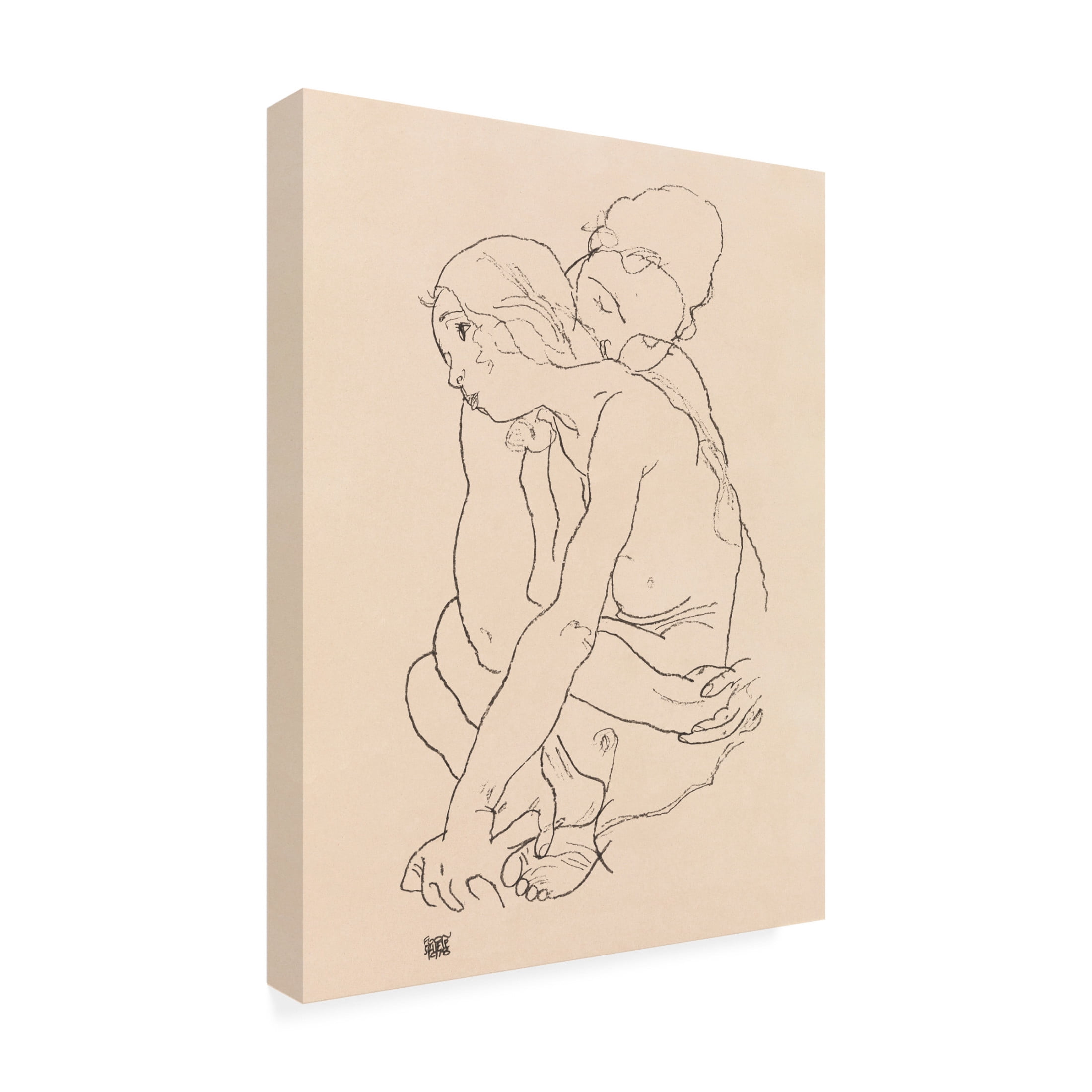 Canvas Wall Art - Pictufy 'Woman And Girl Embracing 1918' Wall Art for Living Room, Bedroom, or Office Décor by Trademark Fine Art - 35 x 47 Inches