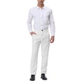thumbnail image 2 of Lars Amadeus Men's Striped Dress Pants Straight Fit Color Block Business Stripe Trousers 38 White, 2 of 7