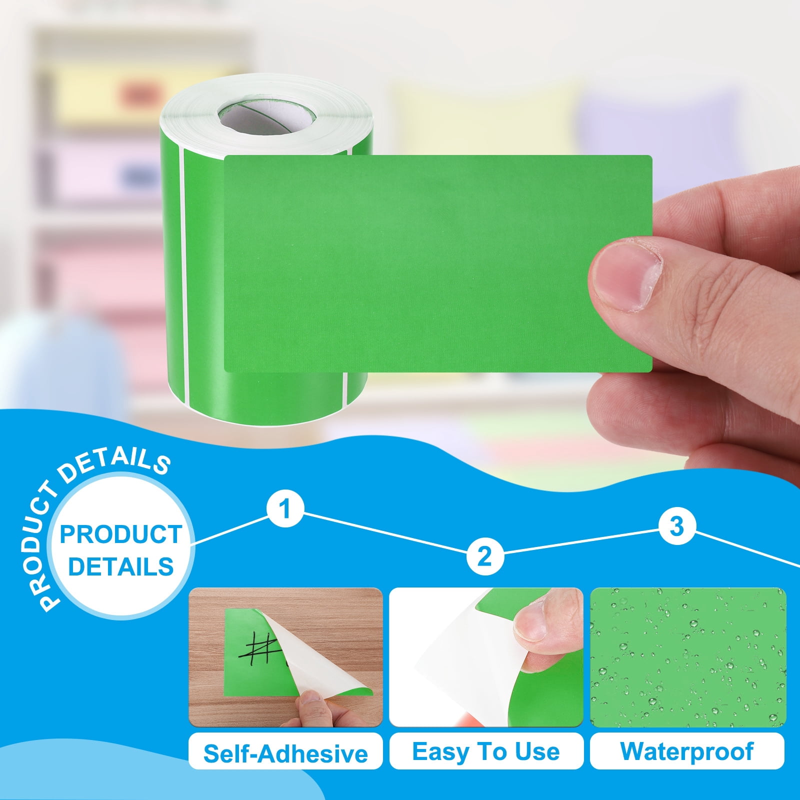 Uxcell Rectangular Color Coding Labels, 500 Pcs 5 x 3 Inch Rectangle Labels Sticker Self-Adhesive Name Tags, Green