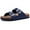 Navy, variant on Litfun Women's Cork Footbed Slide Sandals with Arch Support Summer Leather Flat Sandals with Adjustable Buckle, Taupe