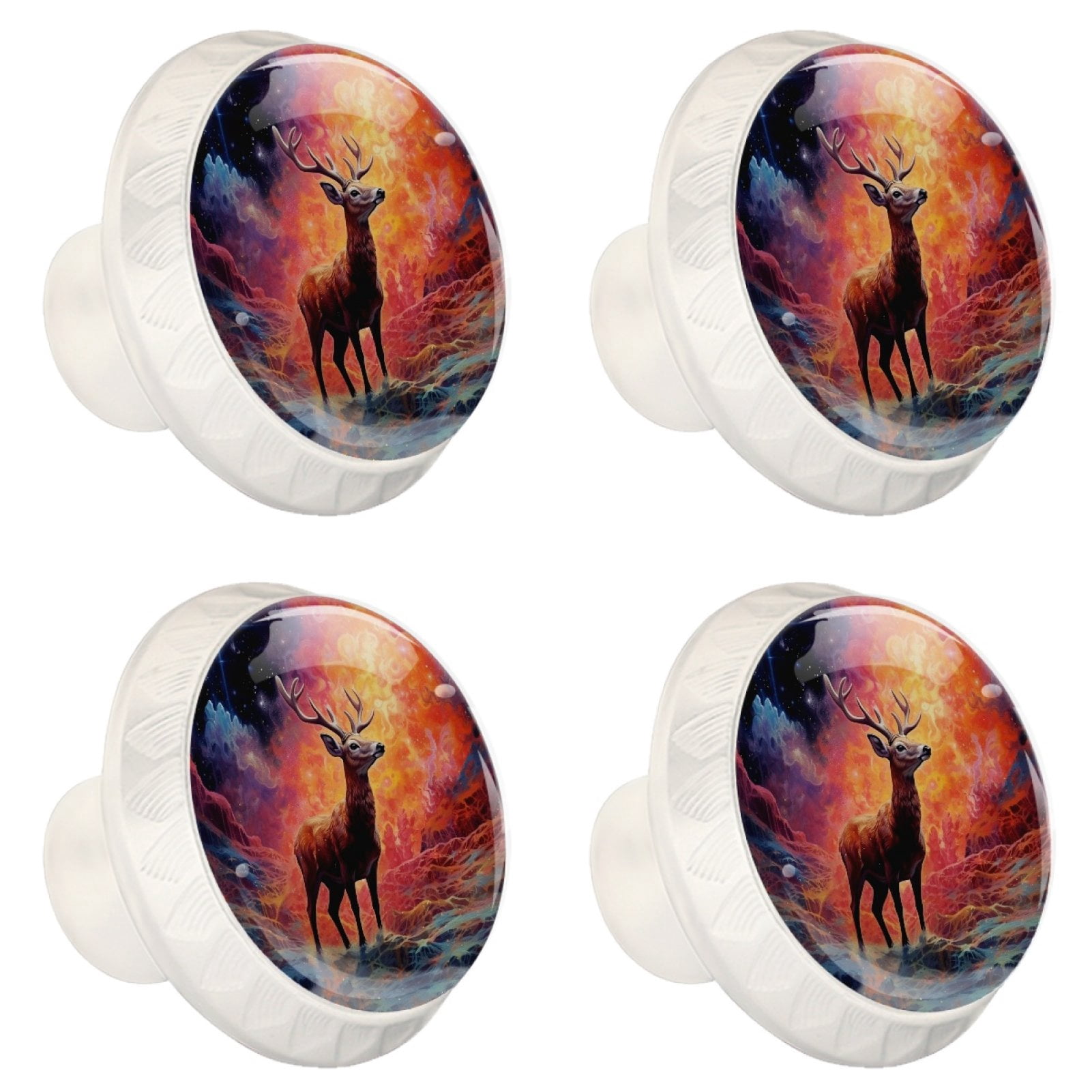 4 Pcs Deer Knobs for Kitchen Cabinet Cupboard Dresser Bookcase Drawer Pulls Handles Round Home Decor