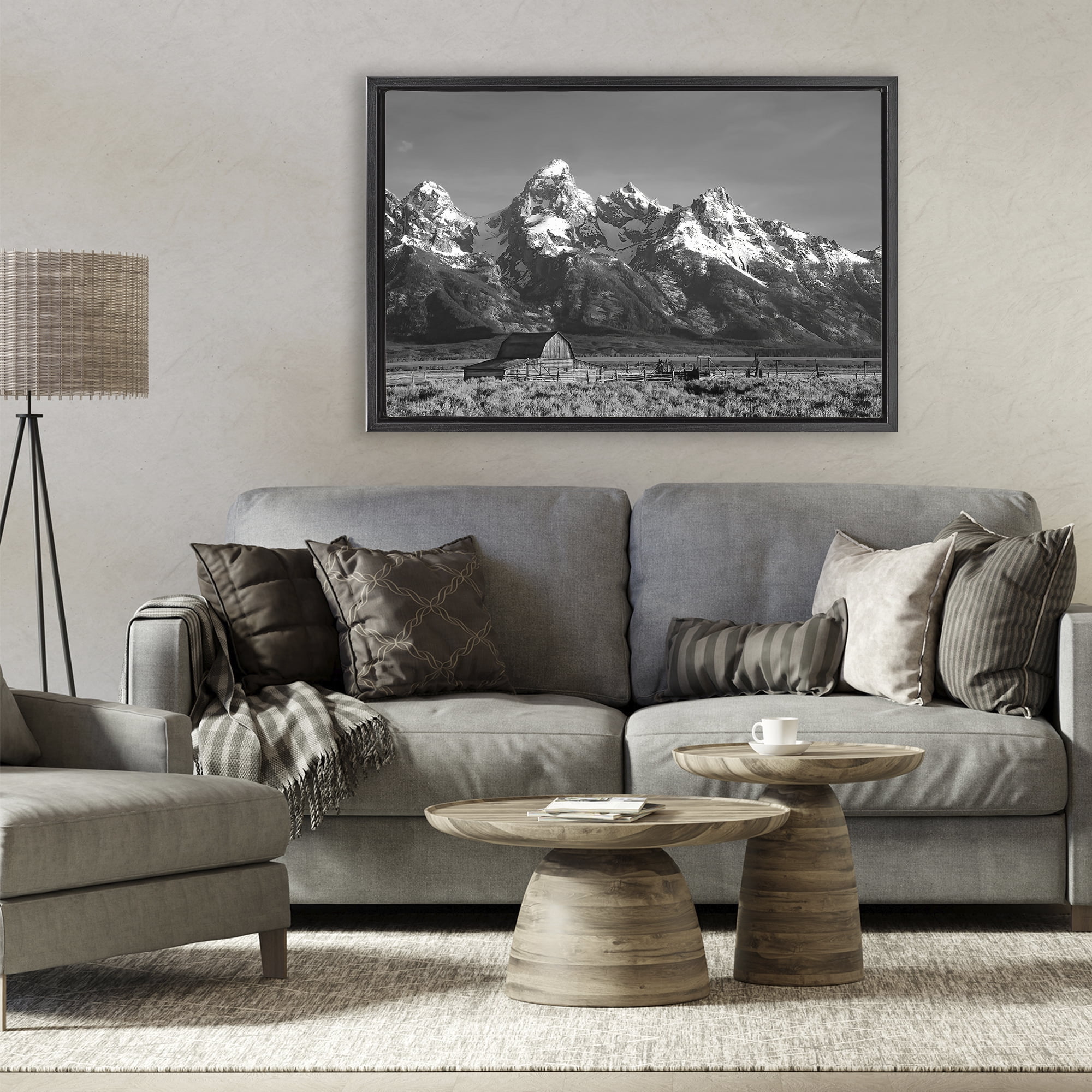 Stupell Industries John Moulton Barn Landscape Black Framed Floater Canvas Wall Art, design by Steve Toole