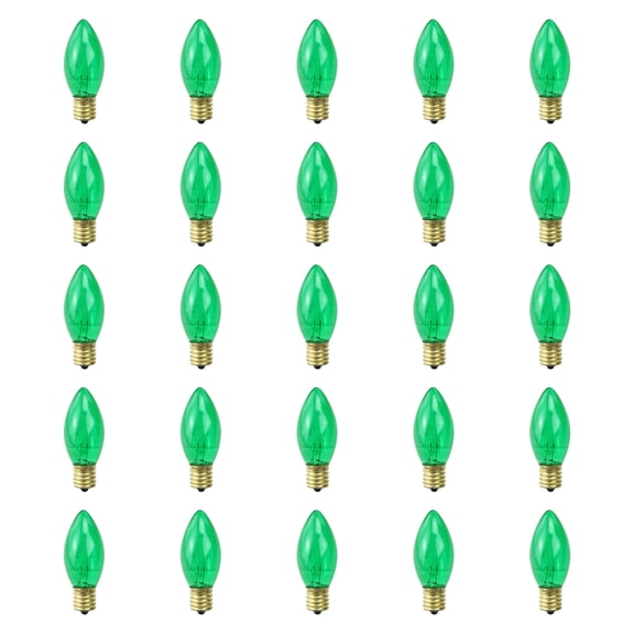 Pack of 25 Transparent Green C9 Christmas Replacement Bulbs
