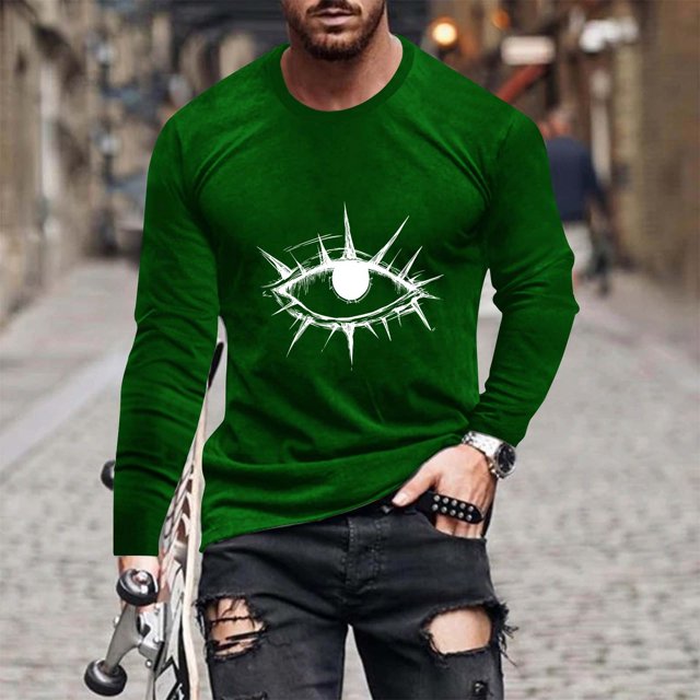 Blusas y camisas de manga larga con cuello redondo para hombre, moda informal, estampado, deportivas, de manga larga, cuello redondo, blusas, camisas para hombre, blusa de poliéster