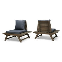 Noble House Sedona Outdoor Wooden Club Chairs  (Set of 2) Gray Finish