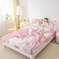 thumbnail image 4 of Homewish Fluid Art Twin Sheet Sets,Ink Painting Aesthetic Twin Fitted Sheet,Pink White Flat Sheet For Girls Kids,Super Cozy Room Decor,3-Piece, 4 of 7