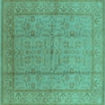 thumbnail image 1 of Ahgly Company Indoor Square Oriental Turquoise Blue Industrial Area Rugs, 3' Square, 1 of 4