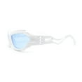 thumbnail image 3 of Mens Unique Elabroate Futuristic Wrap Around Sport Plastic Sunglasses White - Blue, 3 of 4