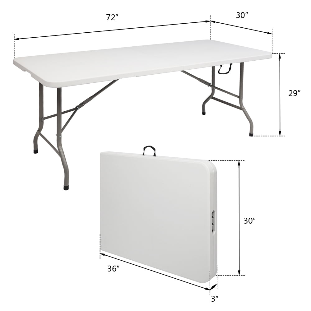 Lowestbest 6FT Picnic Table Set, Outdoor Courtyard Foldable Long Table & bench Suit, White Lowestbest 6FT Picnic Table Set, Outdoor Courtyard Foldable Long Table & bench Suit, White