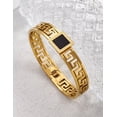 thumbnail image 3 of Brazalete rígido de oro laminado con diseño de grecas, 3 of 8