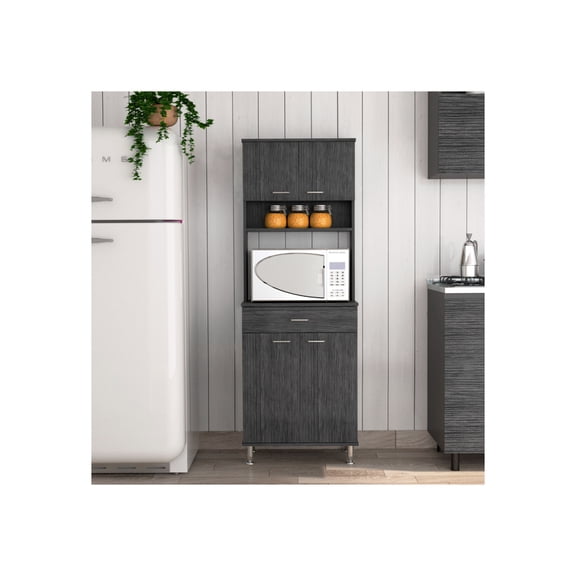 FM FURNITURE Bay Area Pantry, Two Door Cabinets, One Drawer, Four Adjustable Metal Legs