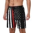 thumbnail image 5 of Mens Swim Trunks Firefighter Firefighting Flag Quick Dry Board Shorts with Compression Liner, 5 of 6