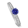 thumbnail image 2 of 1 Carat Vintage Round cut Blue Sapphire and Diamond Engagement Ring in White Gold, 2 of 4