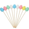 thumbnail image 1 of 9pcs Easter DIY Egg Plastic Coloring Painted Easter Simulation Eggs with Sticks Decorations Kids Gifts Toys for Easter Home Party Favors (Mixed Color), 1 of 3