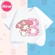 thumbnail image 3 of Camiseta de manga corta para niños con letras de la A a la Z de My Melody Anime, camiseta de algodón de verano para niños de Sanrio, regalo de cumpleaños kawaii suave con forma de corazón para niñas, 3 of 5