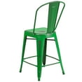 thumbnail image 4 of Flash Furniture Commercial Grade 24" High Distressed Green Metal Indoor-Outdoor Counter Height Stool with Back, 4 of 6