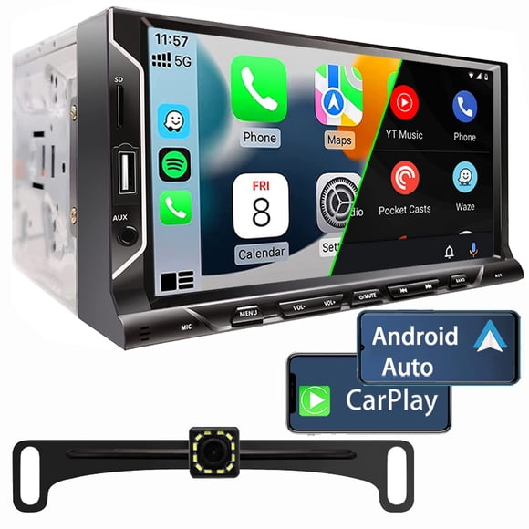 Estéreo de coche Leadfan de 7 pulgadas, doble DIN, con Apple CarPlay
