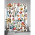 thumbnail image 5 of Colorful Mushroom Shower Curtain Set, Waterproof Shower Curtains for Bathroom, Watercolor Spring Floral Summer Botanical Washable Fabric Cloth Bath Curtain for Bathtub with Hooks 72x78 Inches, 5 of 6