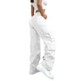 thumbnail image 5 of Mohiass Cargo Pants Women Elastic High Waisted Pants Wide Leg Baggy Casual Trousers Hiking Streetwear Trousers with Pockets White L, 5 of 5