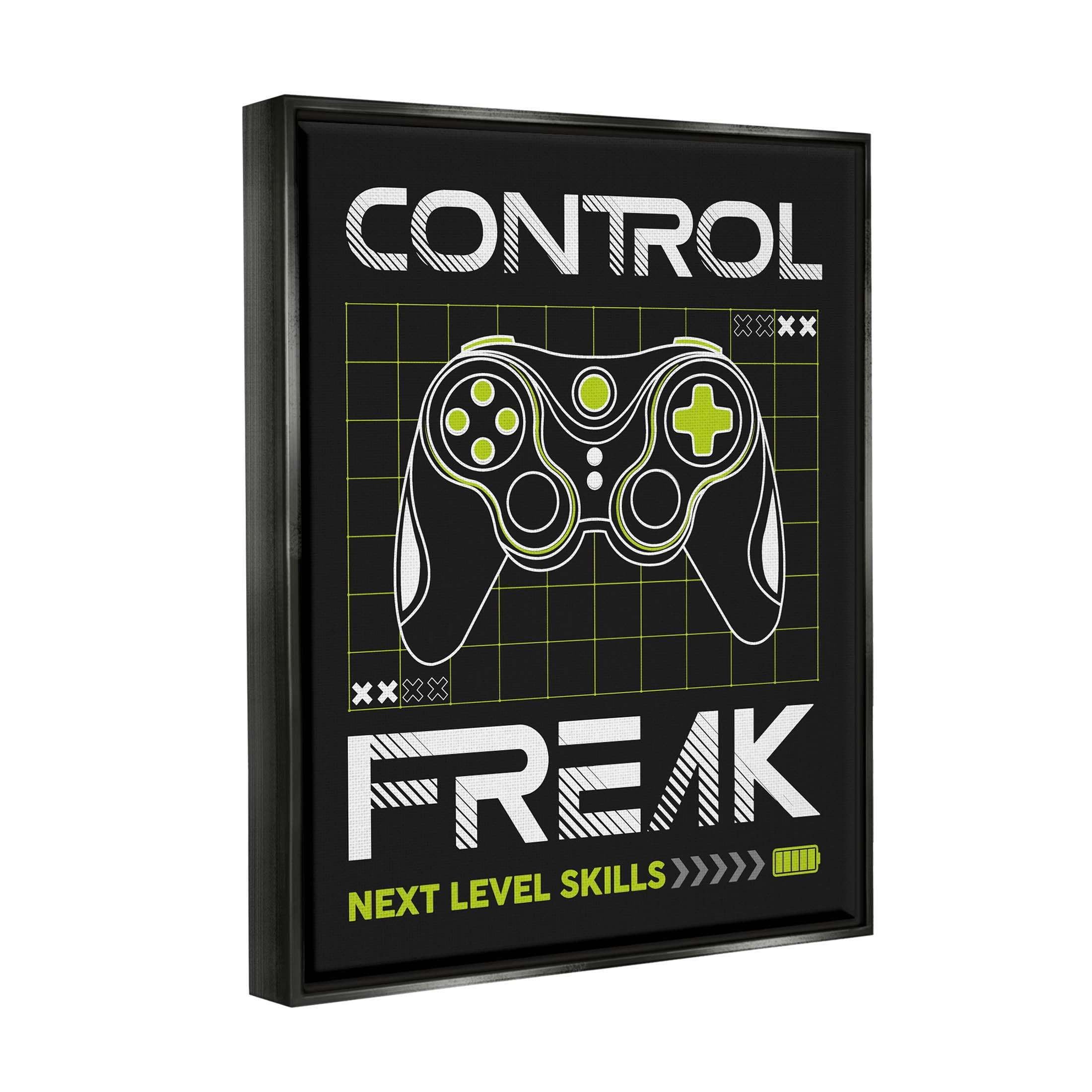 Control Freak Video Game Phrase Art for Kids Graphic Art Jet Black Framed Art Print Wall Art