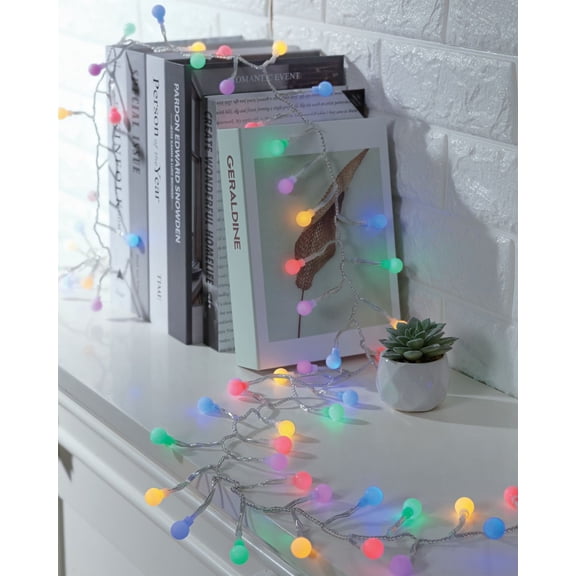 9-Foot Battery Operated Multicolor LED Frosted Globe Garland Lights, by EZ-Illuminations