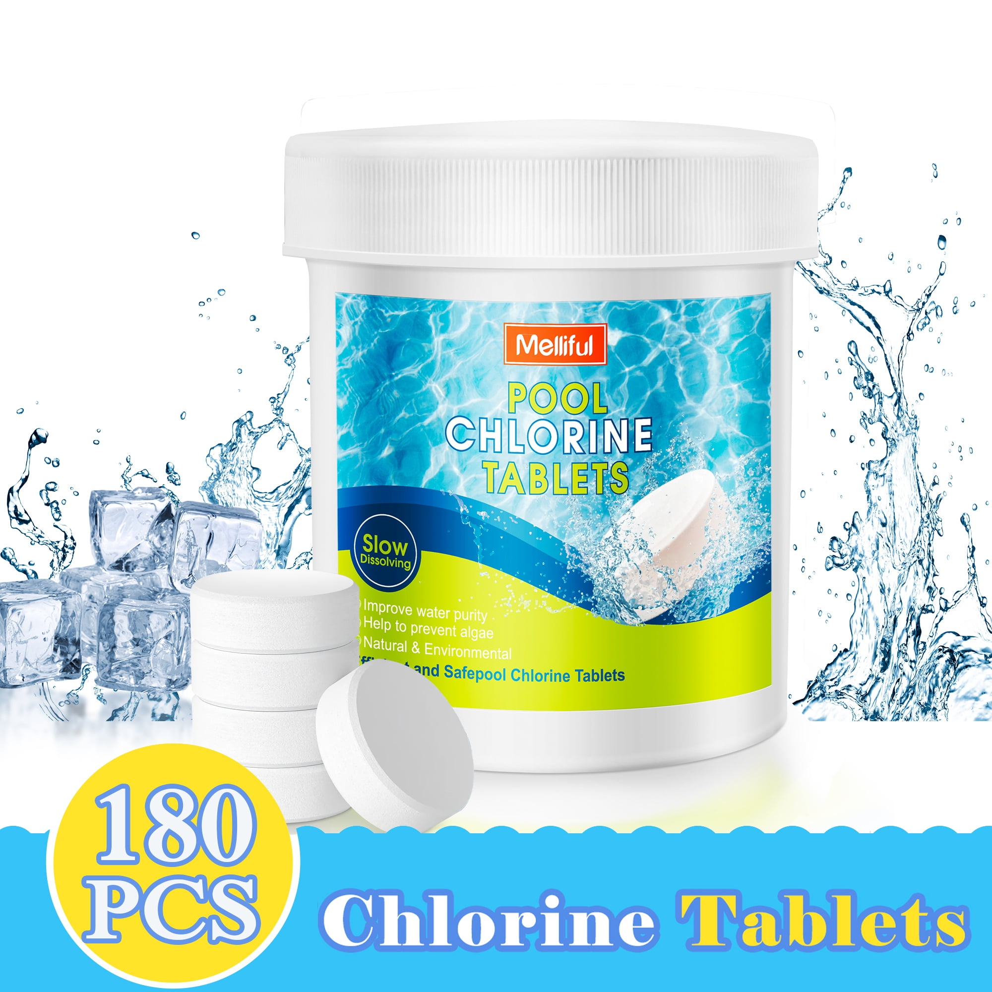 Pool Chlorine Tablets, 180PCS Long Lasting Clear Balance Pool Chlorinating Tablets, White