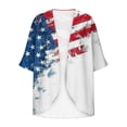 thumbnail image 7 of Otvok Independence Day Tops Womens Sunscreen Fashionable Casual Printed 3/4 Sleeve Chiffon Cardigans, 7 of 7