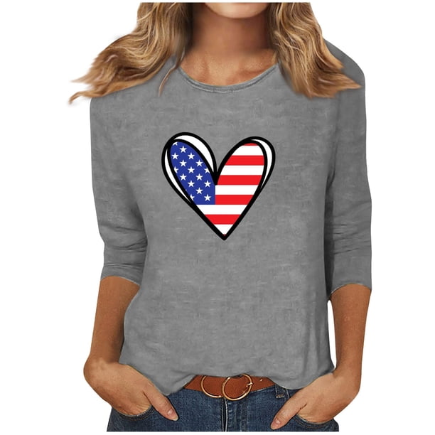 Blusas para Mujeres Casual 3/4 Manga Cuello Redondo Impreso Suelto, Mujer 3/4 Manga Tops Y Blusas para Diario