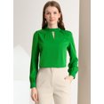 thumbnail image 2 of Dde San Patricio profesional Blusas de gade manlarcon cuello alto elegante pamujer  verde-1 L, 2 of 6