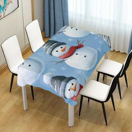 

ALAZA Winter Snowmans with Scarf Rectangle Tablecloth Tablecover Dinning Table Cloth 60 x90