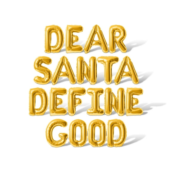 Letter Balloons - DEAR SANTA DEFINE GOOD 16" Inch Alphabet Letters Foil Mylar Balloon Christmas Party Banner (Gold)