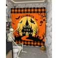 thumbnail image 5 of Halloween Castle Shower Curtain Set ，Waterproof Fabric Shower Curtains Bat Witch Black Plaid Orange Background Shower Curtains for Bathroom,Bathroom Decor 72"x84", 5 of 6