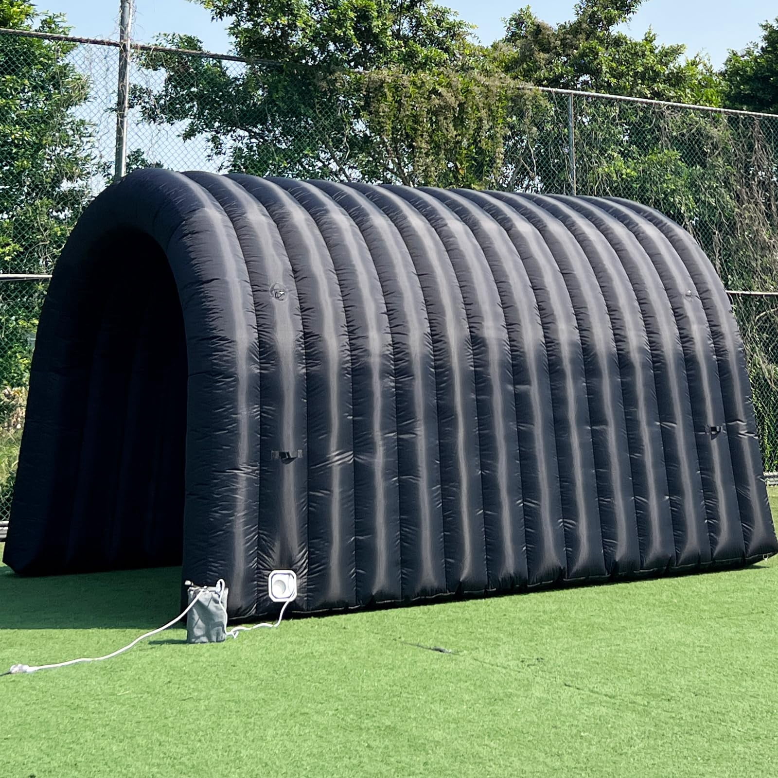 Inflatable Sports Tunnel Arch with Blower 16x10x10ft Black Event Entrance for Exhibitions Shops Schools & Supermarkets